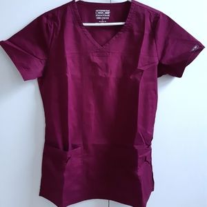 Cherokee V-Neck Scrub Top (Wine)